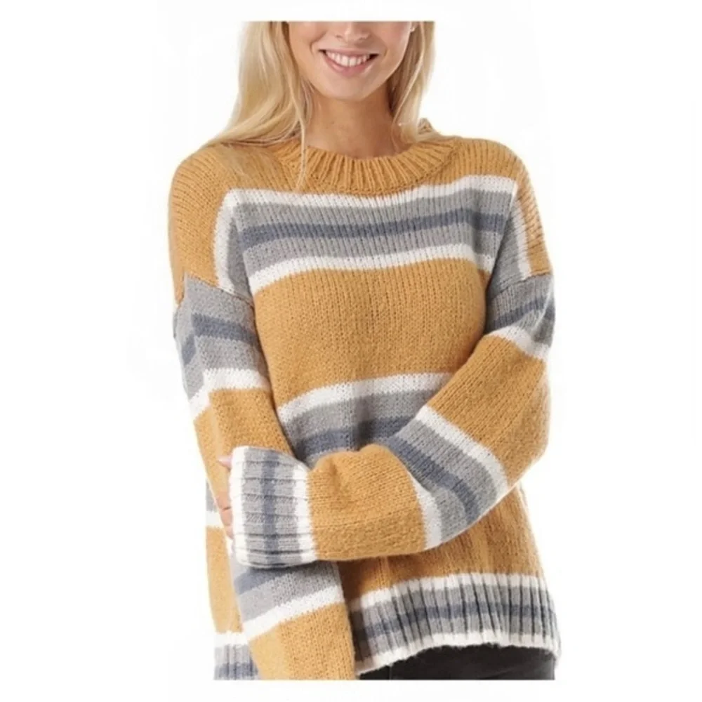 NWT Rip Curl Oversized Mock Neck Stripes Sweater Y2k Vintage Retro Vibe